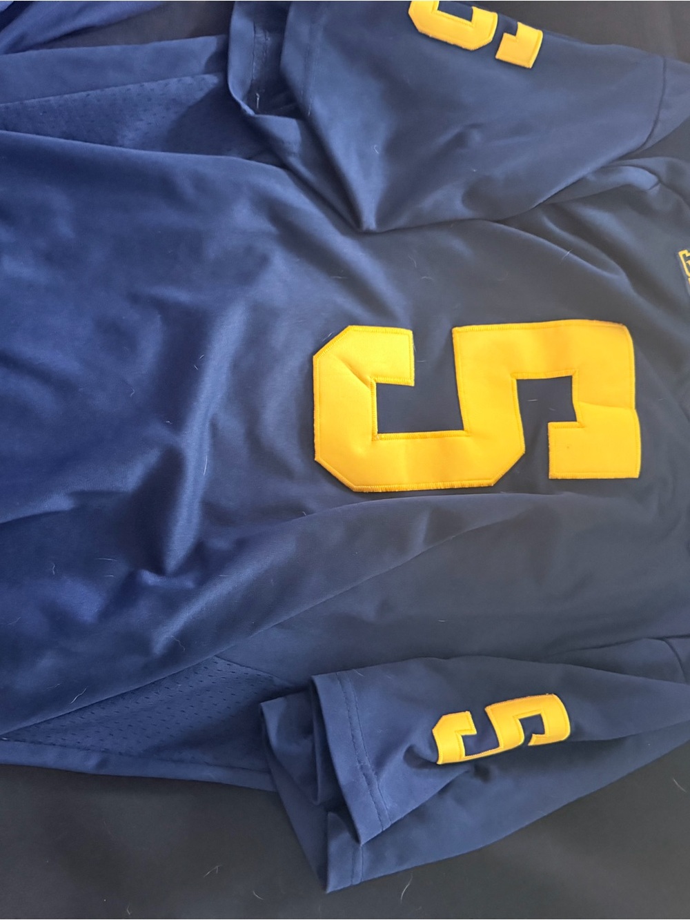 Michigan Wolverines Jordan #5 Football Jersey Blue Yellow XL